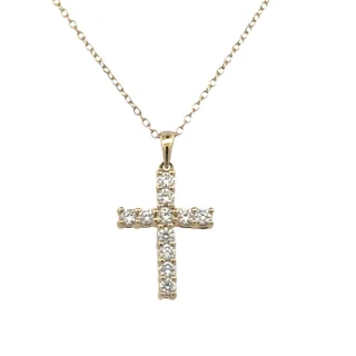 Yellow Gold Diamond Cross Necklace