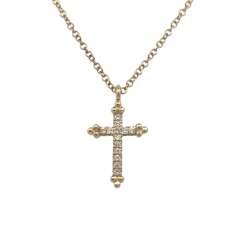 Yellow Gold Diamond Cross Necklace