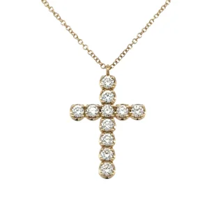 Yellow Gold Diamond Cross Necklace