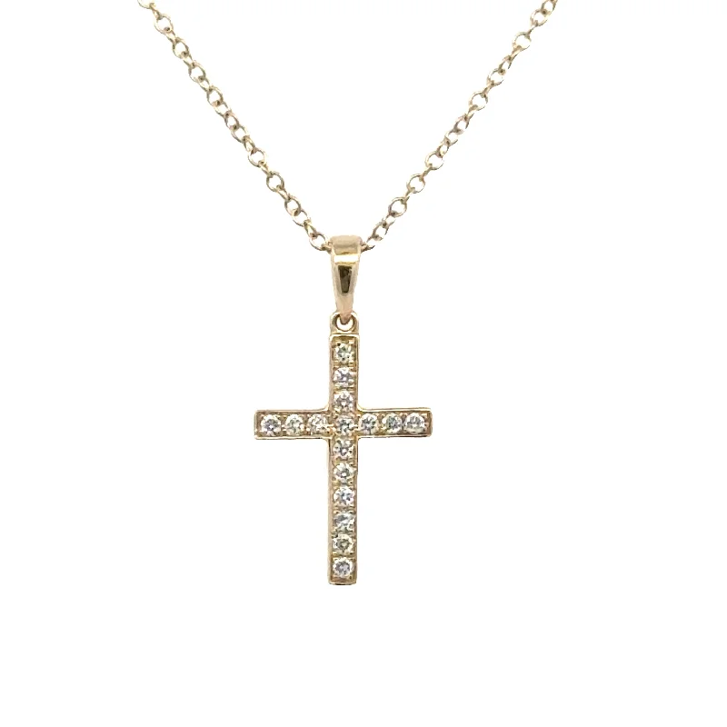 Yellow Gold Diamond Cross Necklace