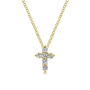 Yellow Gold Diamond Cross Necklace