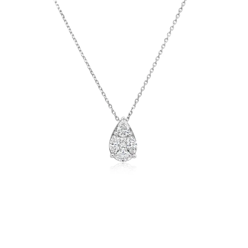 Pear Shape Diamond Solitaire Illusion Pendant - 3.00CT Equivalent