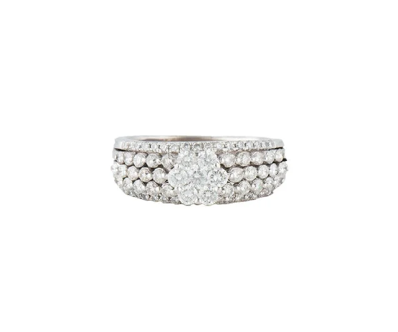 1.65ctw Diamond Cluster Multi Row Flower Ring in 18K