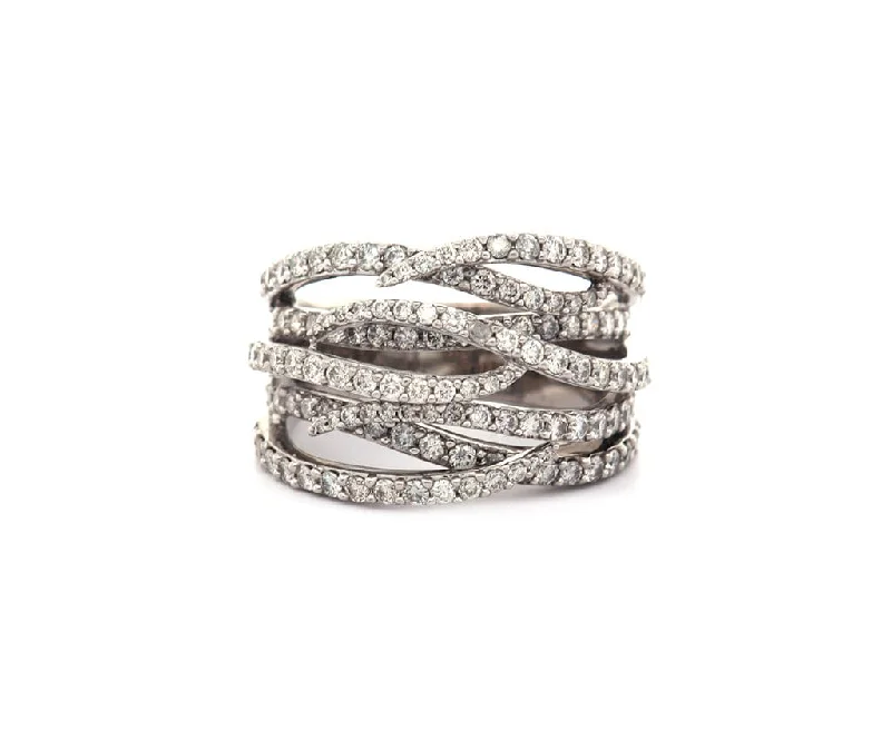 1.72ctw Diamond Multi Row Crossover Ring in 18K