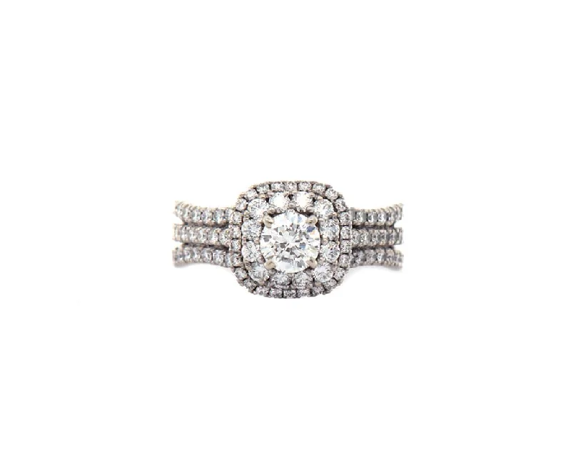 1.79ctw Round Diamond Double Frame Engagement Ring in 14K