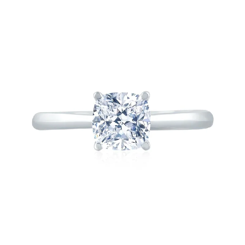 14k White Gold Diamond Solitaire Engagement Ring Mounting