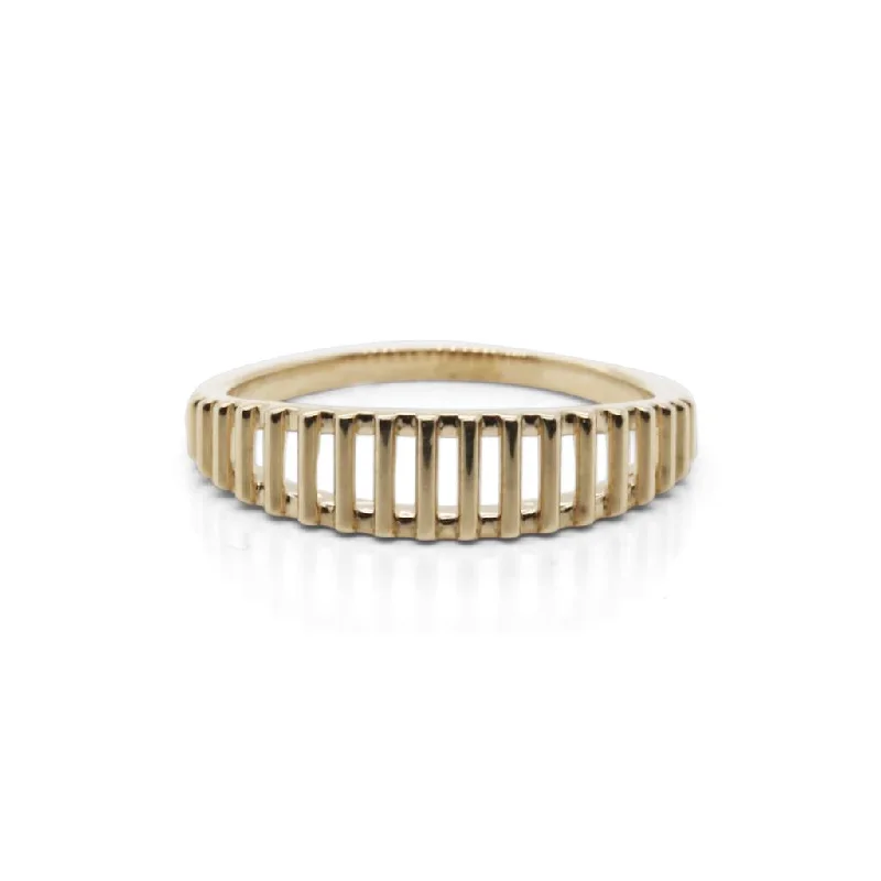 14K Yellow Gold Deco Cutout Ring