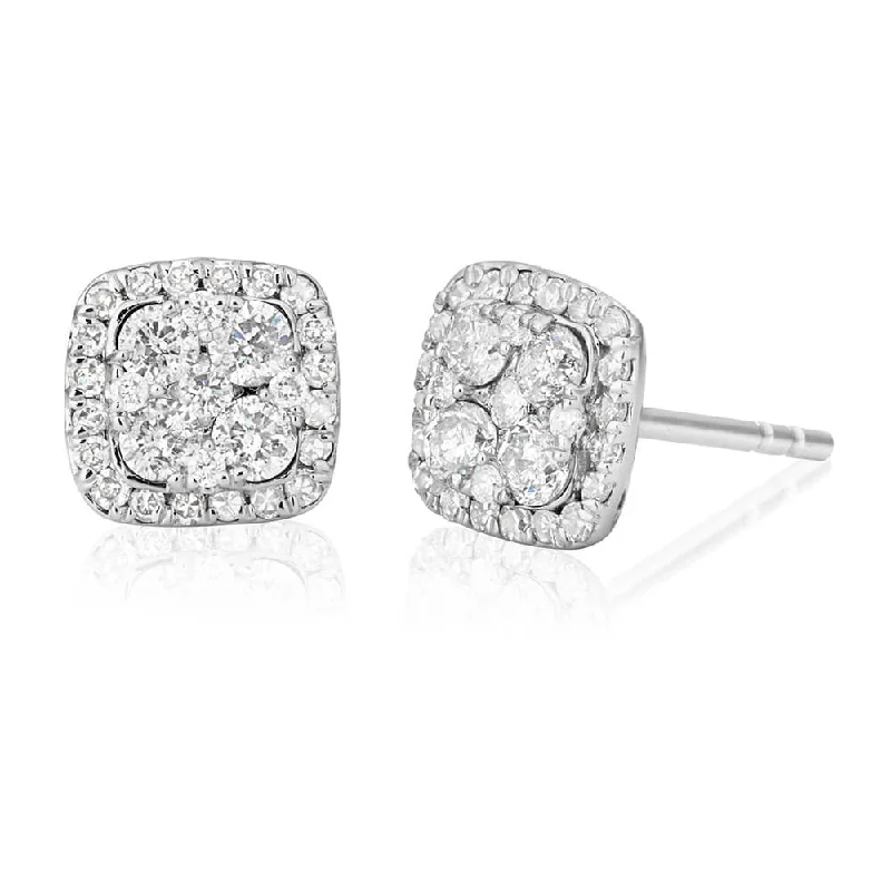 vintage sapphire necklace 9ct White Gold Radiant 1/2 Carat Diamond Stud Earrings