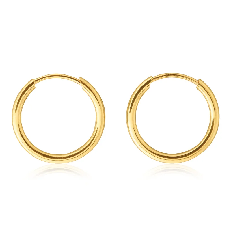white gold necklace simple 9ct Yellow Gold 13mm Plain Sleeper Earrings