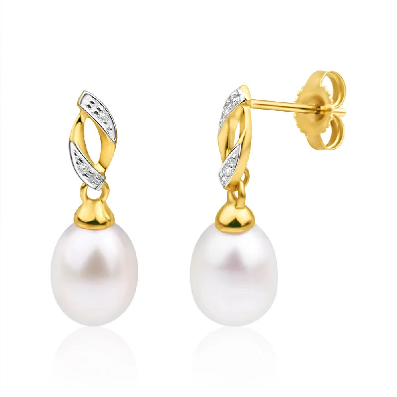 gold charm bracelet with initials 9ct Yellow Gold Freshwater Pearl and Diamond Drop Earrings