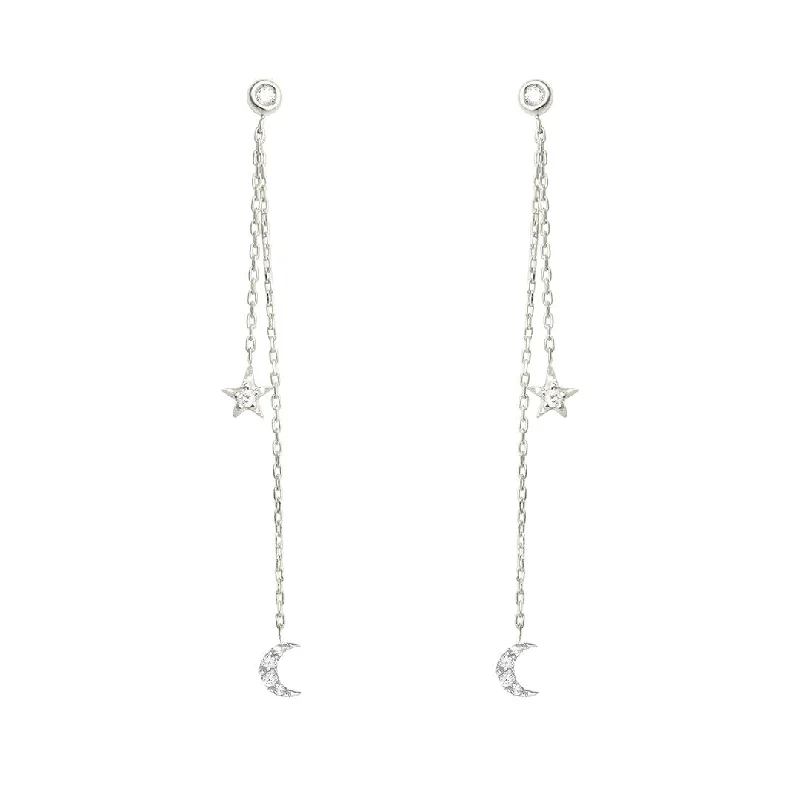 personalized pet photo necklace Dancing Celestial Duo 18K Whitegold Earring w. Diamonds