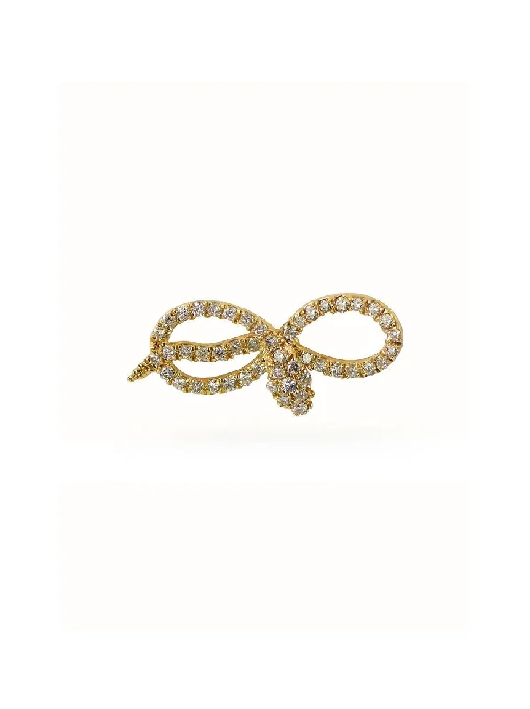 men’s leather and silver bracelet Eternity Serpent Single 14K Gold Stud w. Diamonds