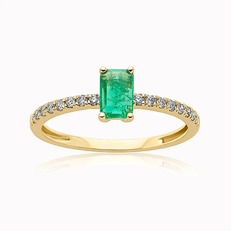 Emerald Baguette & Diamond Ring