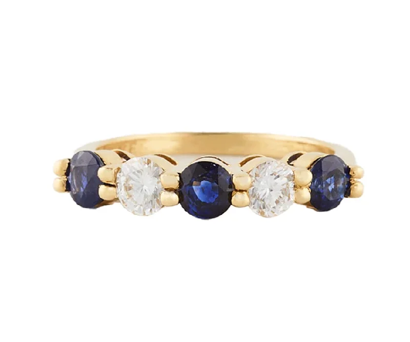 Black Starr & Frost 1.00ctw Sapphire and 0.45ctw Diamond Five Stone Band Ring18K