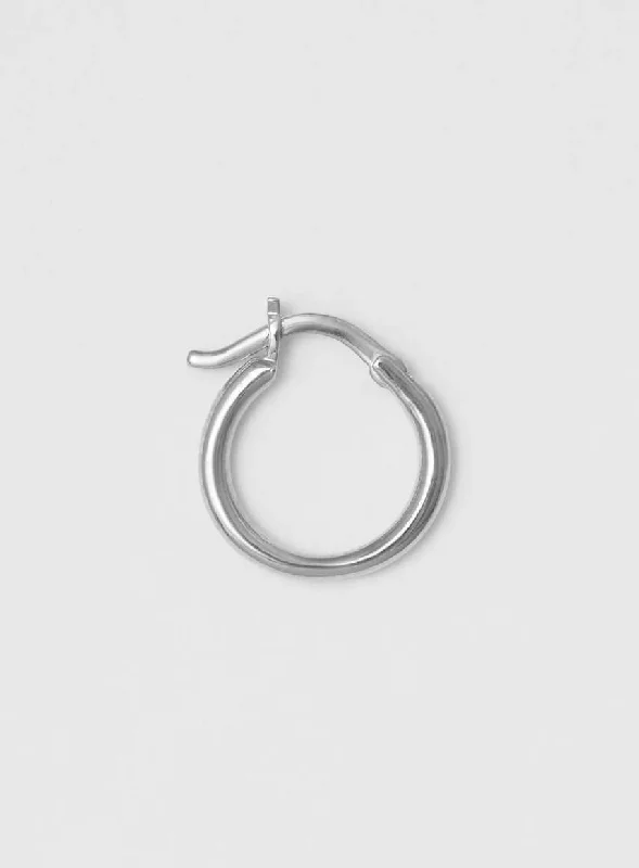 minimalist black pearl necklace Wire Shiny Silver 14 mm Hoop