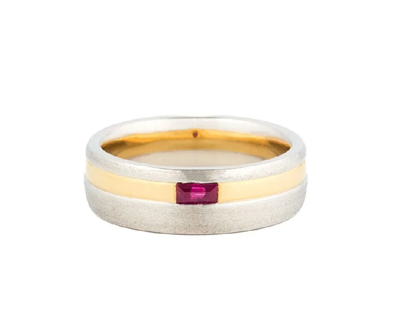 Christian Bauer Ruby Two Tone Wedding Band Ring in Platinum and 18K