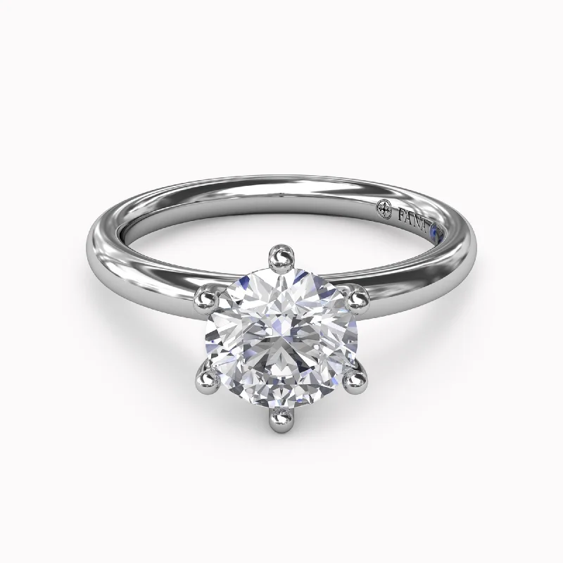 Classic Six-Prong Round Diamond Solitaire Engagement Ring Setting