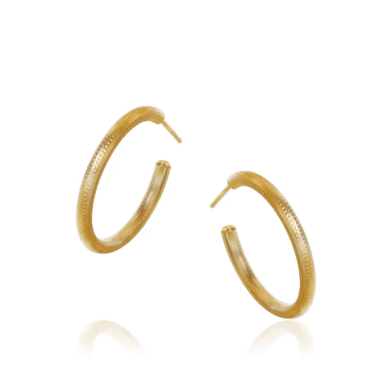 handmade leather ring Small Esme 18K Gold or Silver Hoops