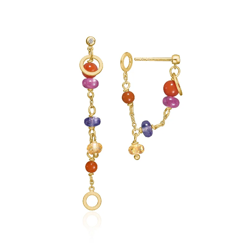 natural crystal pendant necklace Wild Berry Limited edition 18K Gold Earrings w. Gemstones