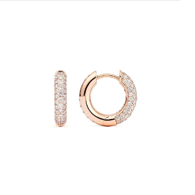 Absolute Small (Tight) 18K Rosegold Hoops w. Diamonds