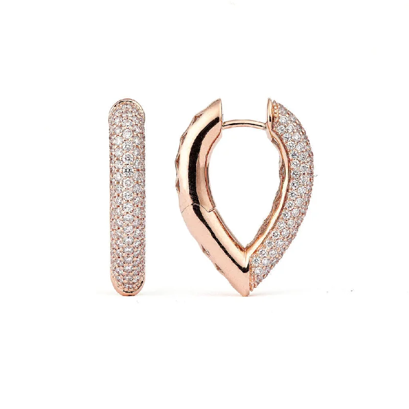 Drop Link Medium Pavé (25 mm) 18K Rosegold Hoops w. Diamonds