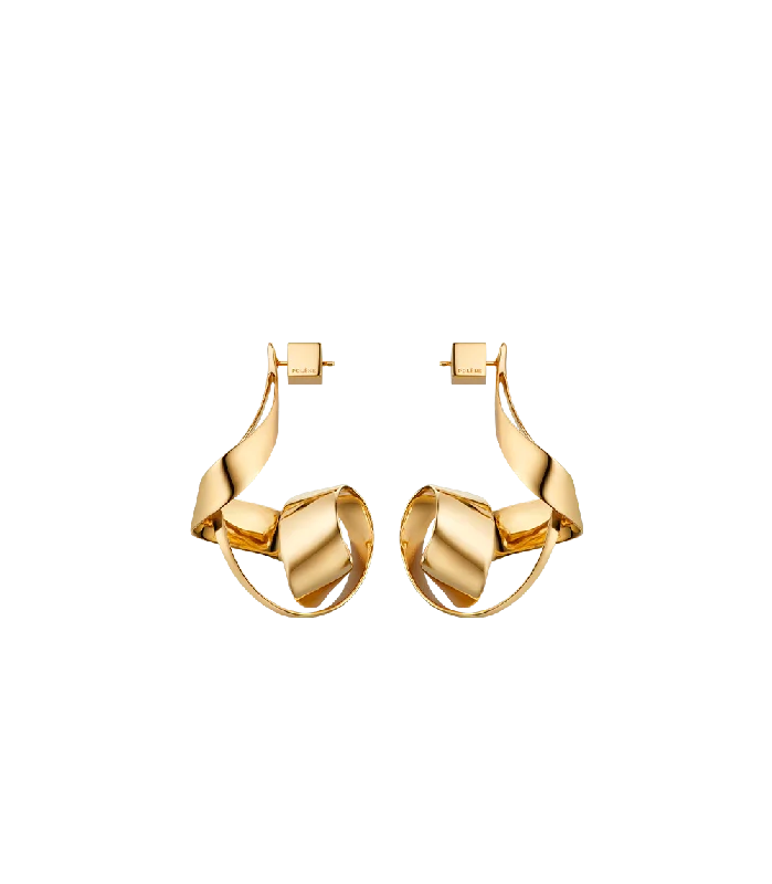unique blue topaz ring Éole Spiral Earrings - 24 carat gold-gilded