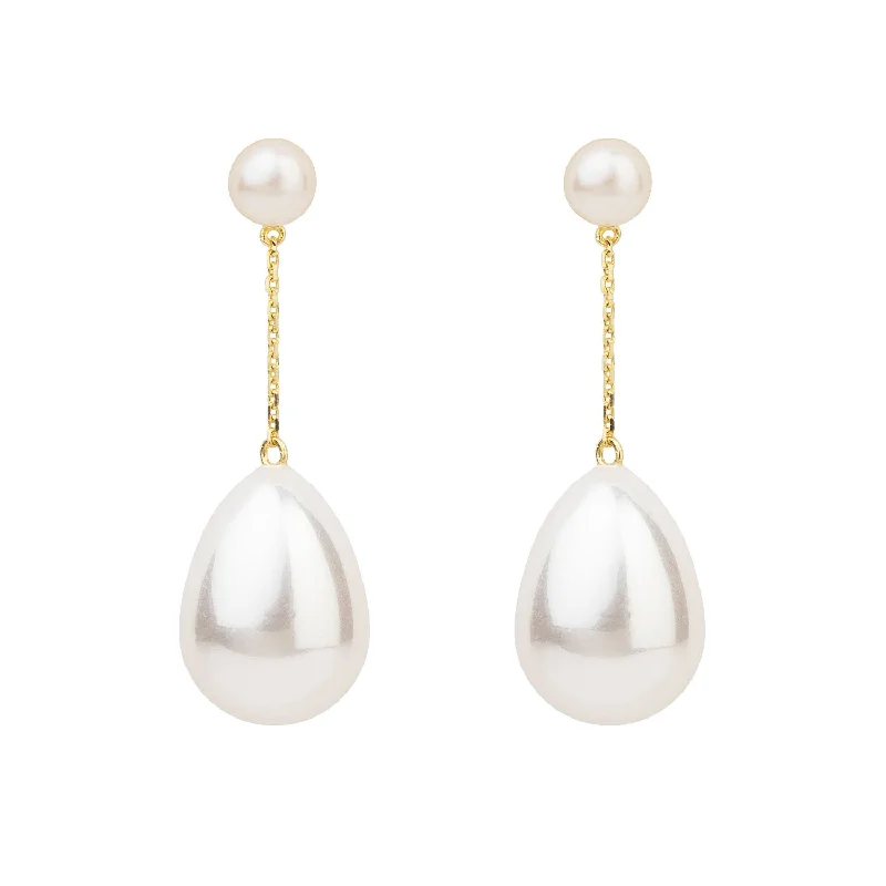 White Mini Pearl Drop Gold Plated Earrings