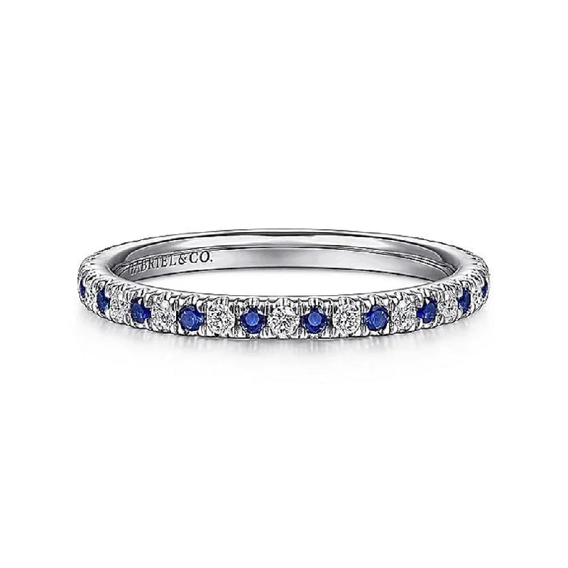 Gabriel & Co. 14k White Gold Diamond and Sapphire Anniversary Band