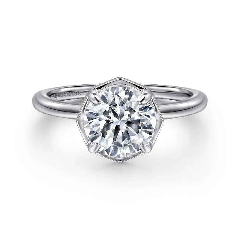 Gabriel & Co Cassi - 14K White Gold Round Diamond Engagement Ring