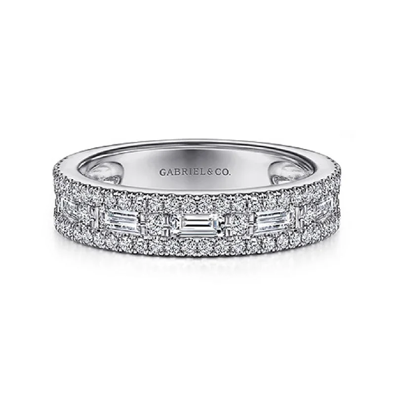 Gabriel & Co 14K White Gold Diamond Matching Wedding Band - 0.85 ct