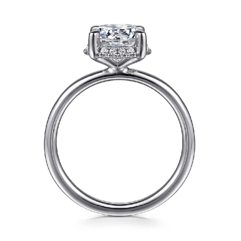 Gabriel & Co. 14K White Gold Round Diamond Hidden Halo Soliatire Engagement Ring Mounting