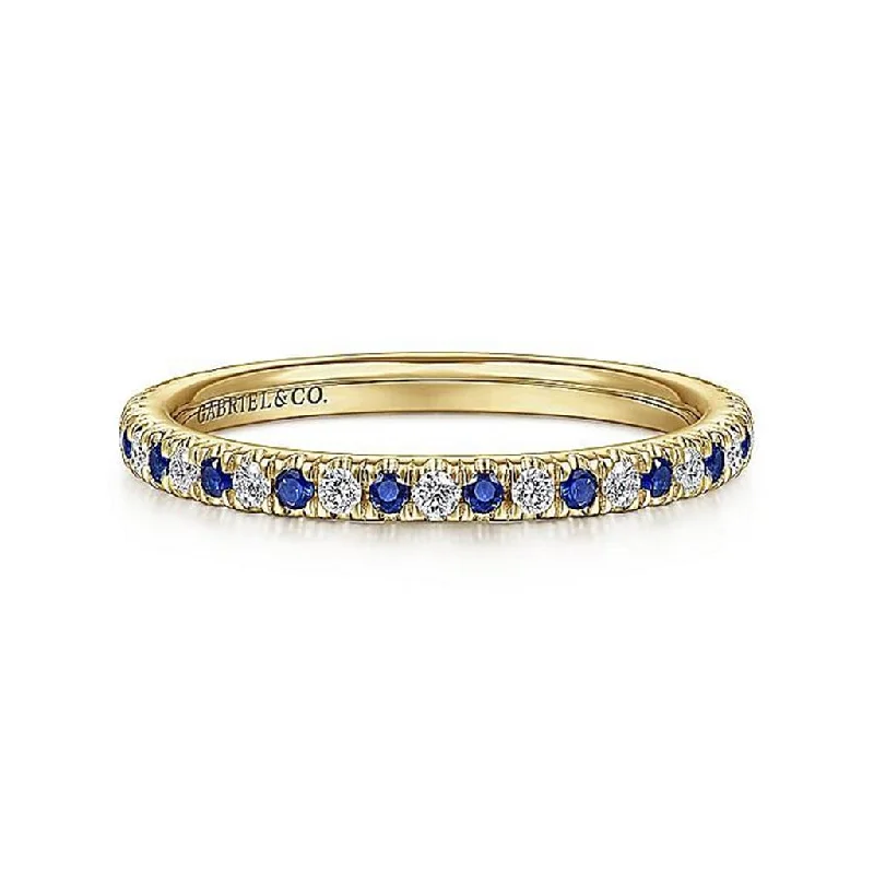 Gabriel & Co. 14K Yellow Gold Diamond and Sapphire Anniversary Band - 0.15 ct