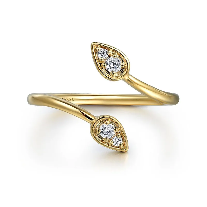 Gabriel & Co 14K Yellow Gold Diamond By-pass Ring