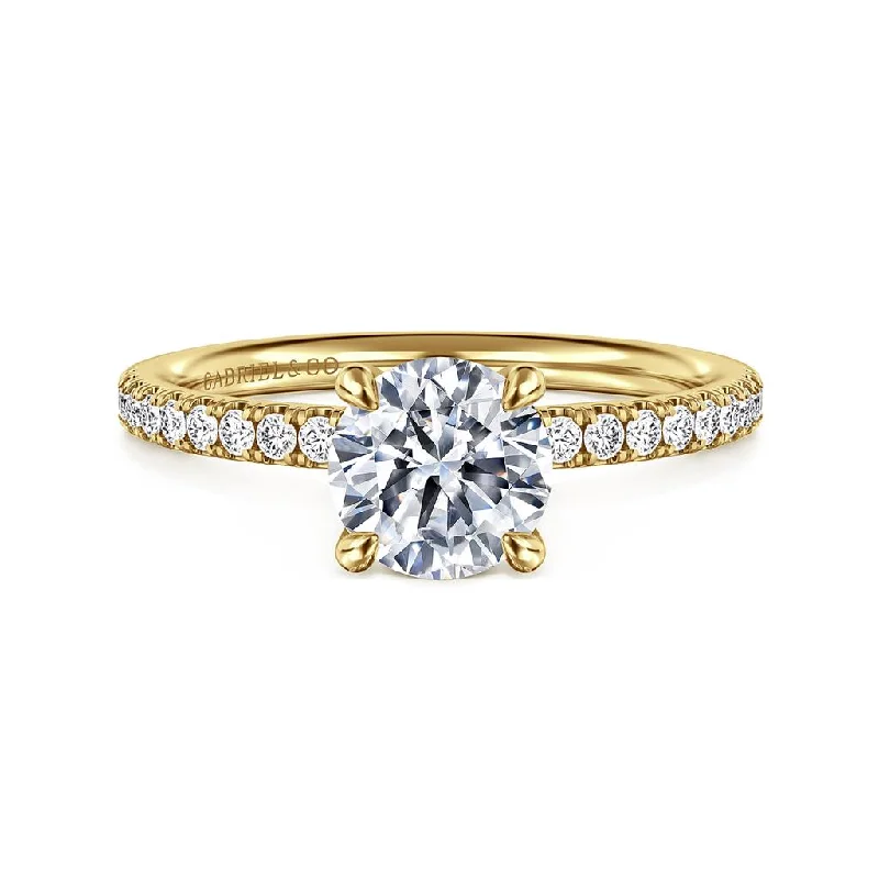 Gabriel & Co. 14K Yellow Gold Round Pave Diamond Engagement Ring Mounting