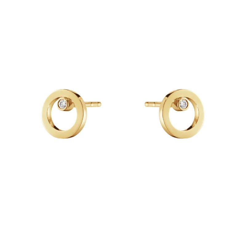 Halo 18K Gold Studs w. Diamonds 0.03 ct