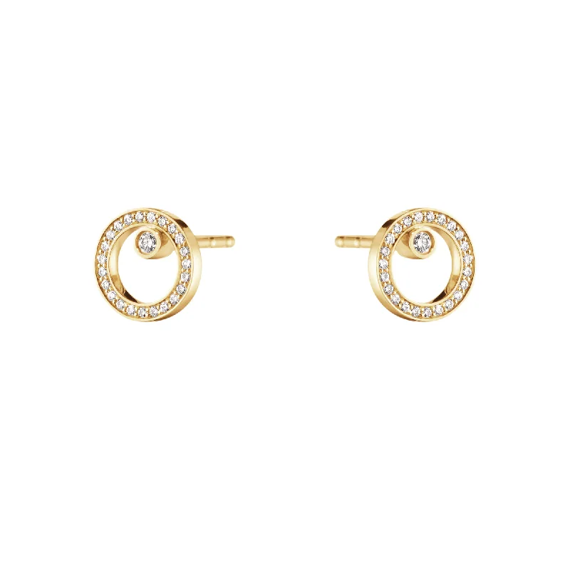 Halo 18K Gold Studs w. Diamonds 0.12 ct