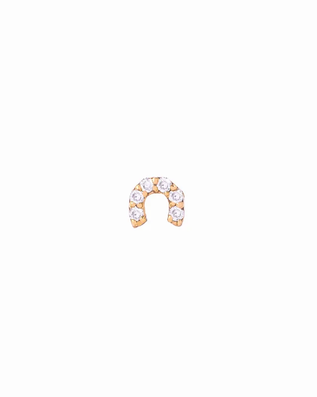 Horse Shoe 18K Gold, Whitegold or Rosegold Stud w. Diamonds