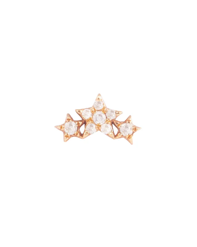 Stars 18K Gold, Whitegold or Rosegold Stud w. Diamonds