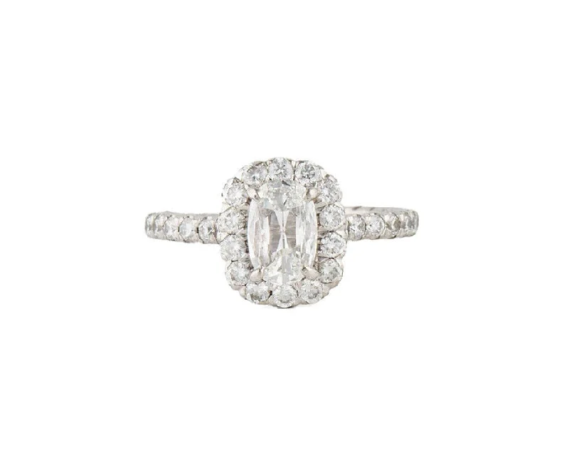 Henri Daussi 2.59ctw Cushion and Round Diamond Frame Engagement Ring in Platinum