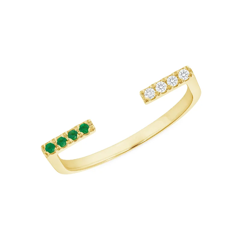 DIAMOND & EMERALD OPEN CUFF RING