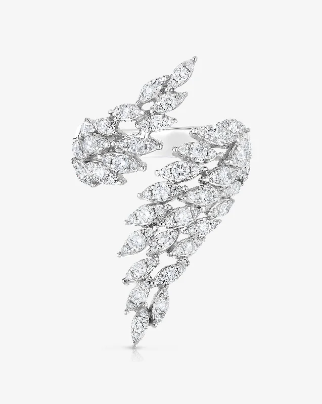 Feather Diamond Statement Ring