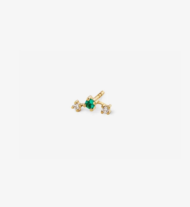 classic silver pearl earrings Trio Emerald Stud 0.09 in 14K Gold - Single