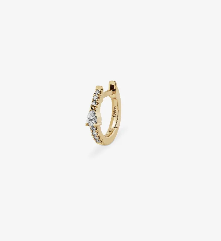 men’s silver wedding band Pear Diamond Huggie 0.10 - Single