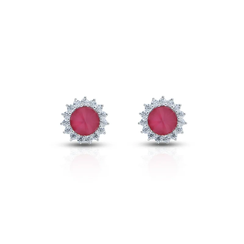 minimalist gold square earrings Pink Stone Stud Silver Earrings