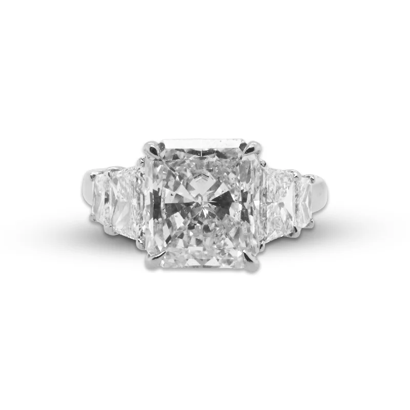 Platinum Diamond Ring with a 4.61ct Radiant Center