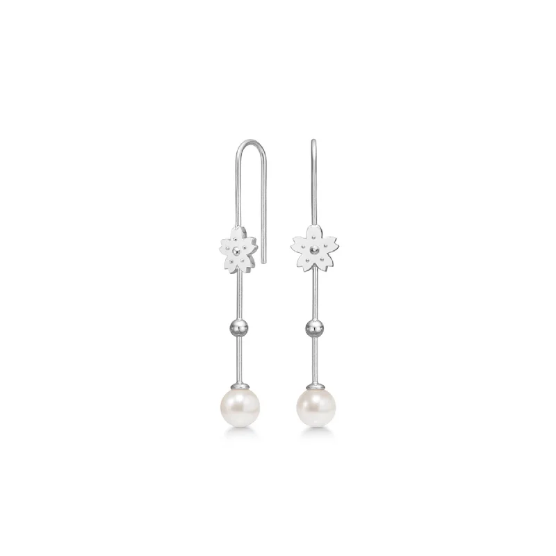 Sakura Silver Earrings w. Pearl