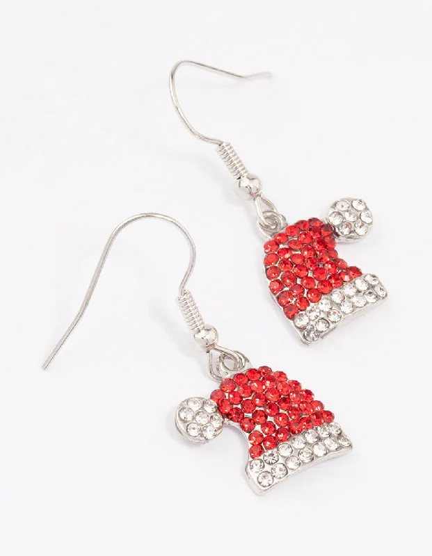 delicate marquise diamond band Red Diamante Santa Hat Drop Earrings