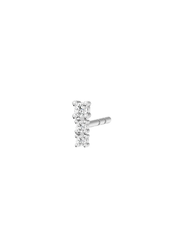 gold charm bracelet with initials Degrade Piercing 18K White Gold Earring w. Lab-Grown Diamonds