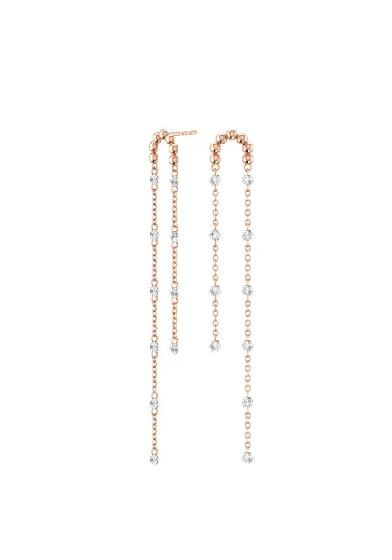 raw crystal cuff bracelet Double Cascade Nude 18K Rosegold Earrings w. Lab-Grown Diamonds