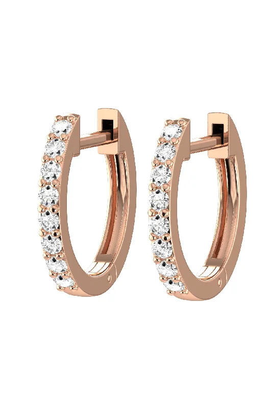 wedding band with diamonds Medium Line 18K Rose Gold Hoops w. Lab-Grown Diamonds
